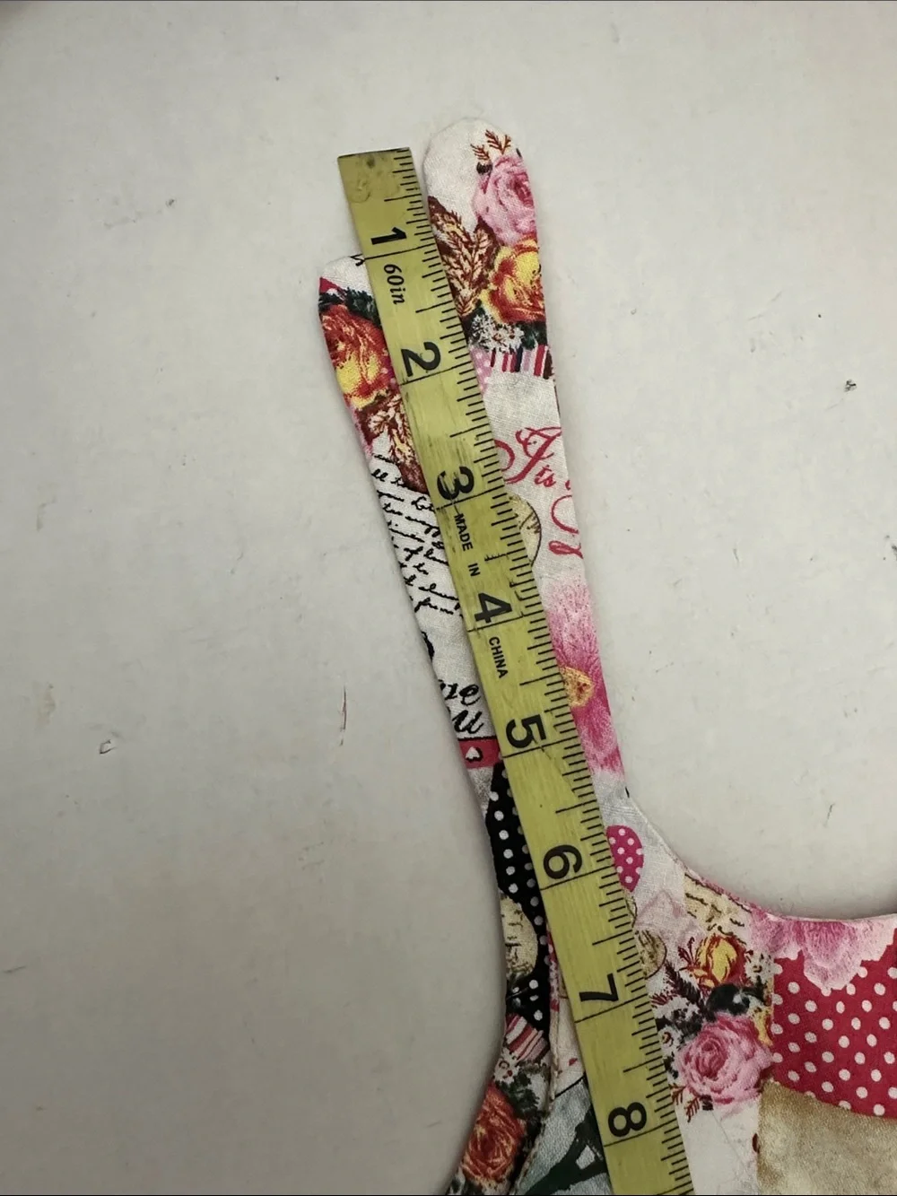 Artisan Vintage Floral Patchwork Dog tie dress in Pink and Green